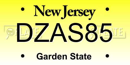 DZAS85 New Jersey License Plate