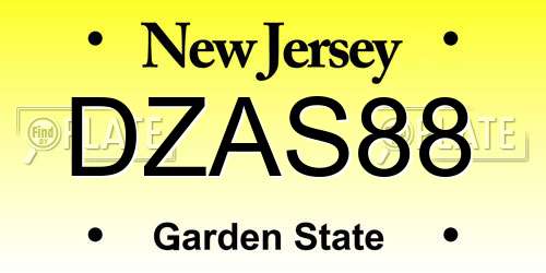 DZAS88 New Jersey License Plate
