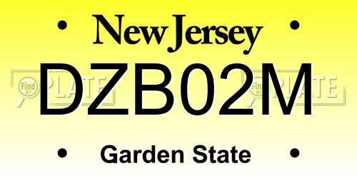 DZB02M New Jersey License Plate