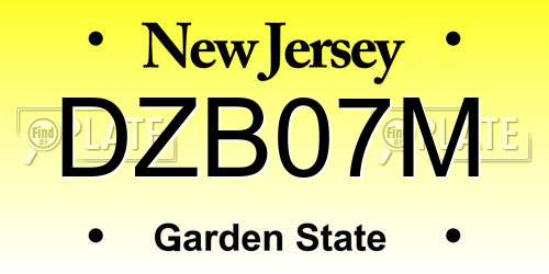 DZB07M New Jersey License Plate
