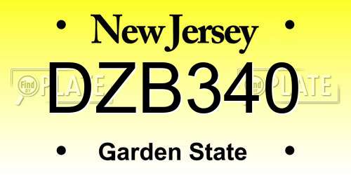 DZB340 New Jersey License Plate