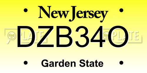 DZB34O New Jersey License Plate