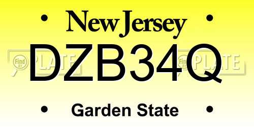 DZB34Q New Jersey License Plate
