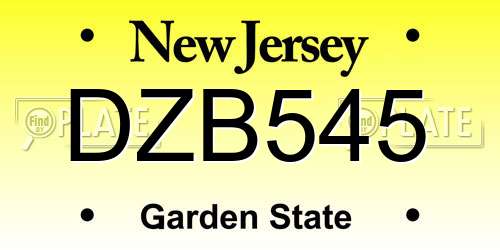DZB545 New Jersey License Plate