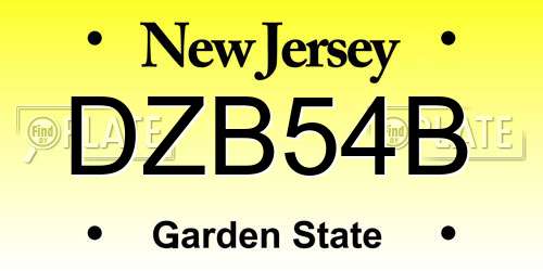 DZB54B New Jersey License Plate