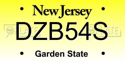 DZB54S New Jersey License Plate