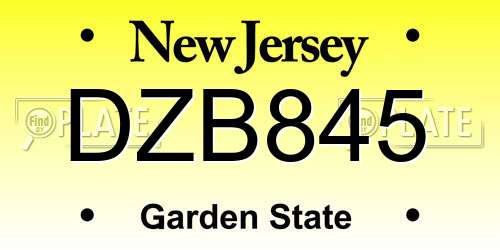 DZB845 New Jersey License Plate