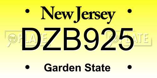 DZB925 New Jersey License Plate