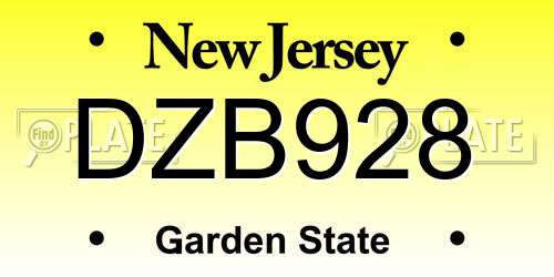 DZB928 New Jersey License Plate