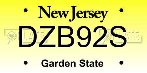 DZB92S New Jersey License Plate