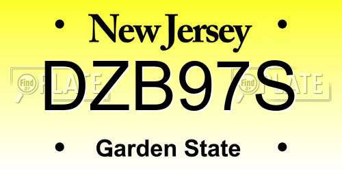 DZB97S New Jersey License Plate