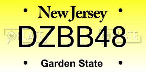 DZBB48 New Jersey License Plate