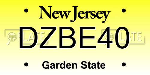 DZBE40 New Jersey License Plate