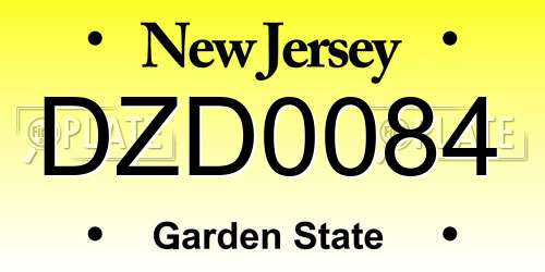 DZD0084 New Jersey License Plate