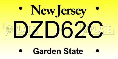DZD62C New Jersey License Plate