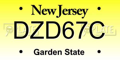 DZD67C New Jersey License Plate