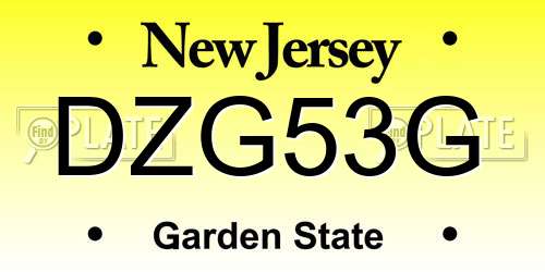 DZG53G New Jersey License Plate