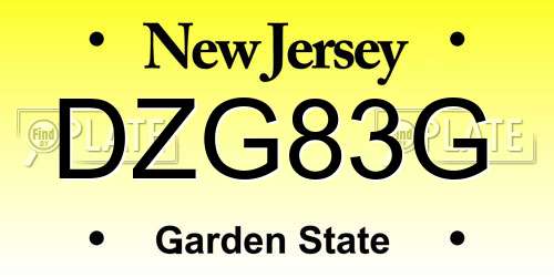DZG83G New Jersey License Plate