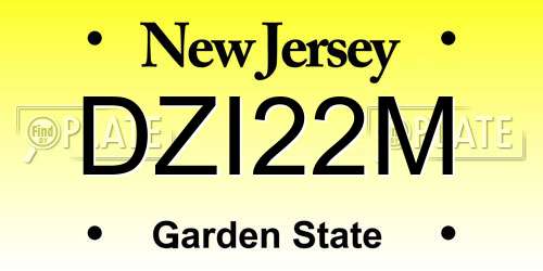 DZI22M New Jersey License Plate