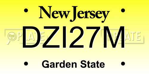 DZI27M New Jersey License Plate
