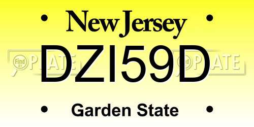 DZI59D New Jersey License Plate