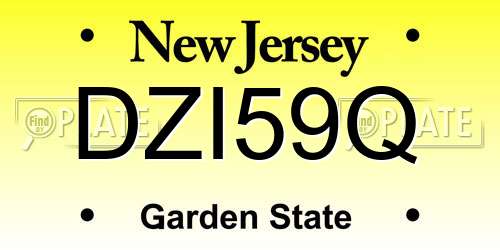 DZI59Q New Jersey License Plate
