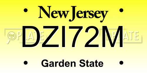 DZI72M New Jersey License Plate