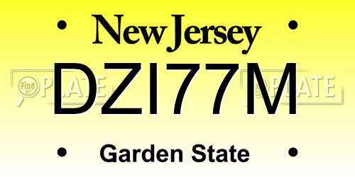 DZI77M New Jersey License Plate