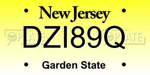 DZI89Q New Jersey License Plate