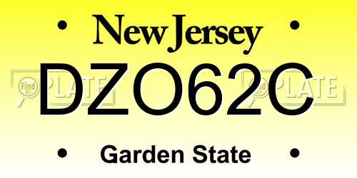 DZO62C New Jersey License Plate