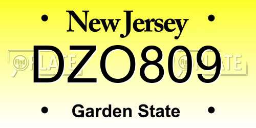 DZO809 New Jersey License Plate