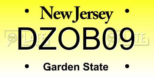 DZOB09 New Jersey License Plate