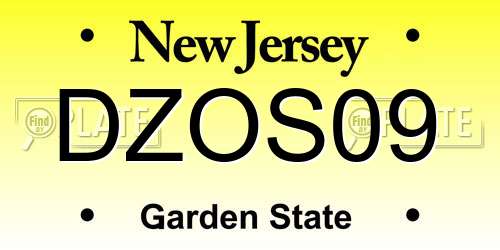 DZOS09 New Jersey License Plate