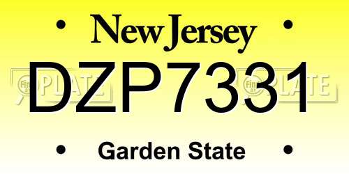 DZP7331 New Jersey License Plate
