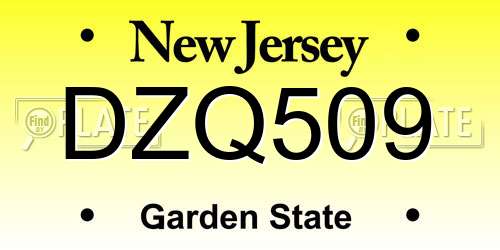 DZQ509 New Jersey License Plate