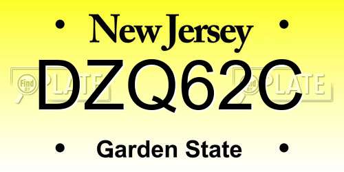 DZQ62C New Jersey License Plate