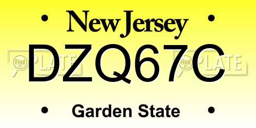 DZQ67C New Jersey License Plate