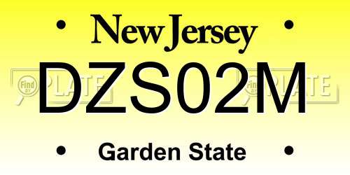 DZS02M New Jersey License Plate