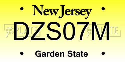 DZS07M New Jersey License Plate