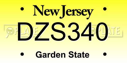 DZS340 New Jersey License Plate
