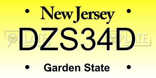 DZS34D New Jersey License Plate