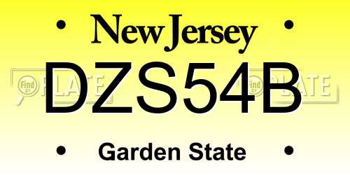 DZS54B New Jersey License Plate