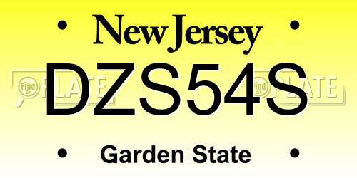 DZS54S New Jersey License Plate