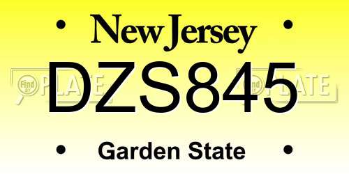 DZS845 New Jersey License Plate