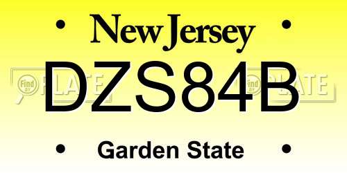 DZS84B New Jersey License Plate