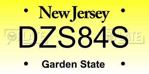 DZS84S New Jersey License Plate