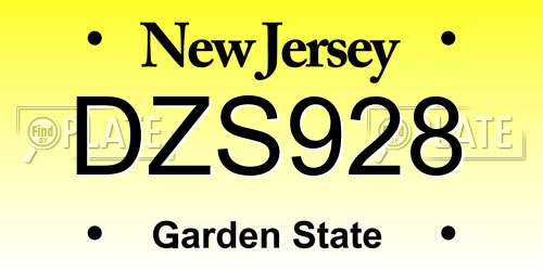 DZS928 New Jersey License Plate