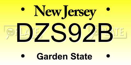 DZS92B New Jersey License Plate