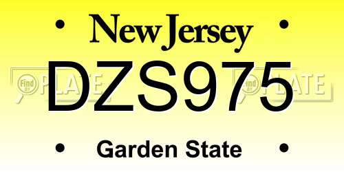 DZS975 New Jersey License Plate