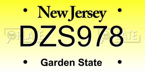 DZS978 New Jersey License Plate
